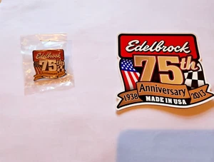 Edelbrock 75th anniversary Hat Pin & Sticker N.O.S Mint. - Picture 1 of 1