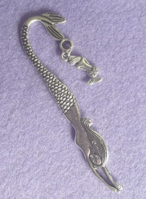 DESIGN BY KIMPENINC Tibetan/Antique Silver Bookmark with Mermaid Charm ∞ Gift Wrapped