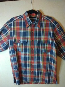 JL POWELL Button Up Shirt Mens Size LG Plaid With Elbow Patches clean.n25 - Picture 1 of 8