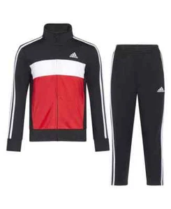adidas Boy (Kids) Black Colorblock Tricot Track Jacket & Pants (AG6510C) Size 4 - Picture 1 of 2