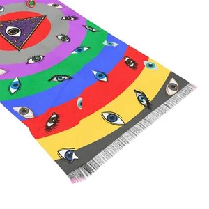 Eyes Festival Scarf Trippy Acid 27" x 73" - Picture 1 of 4