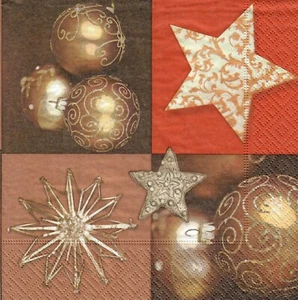 4 x Single Paper Napkins Decoupage Craft Table /Christmas Star and Ornament 45 - Picture 1 of 2
