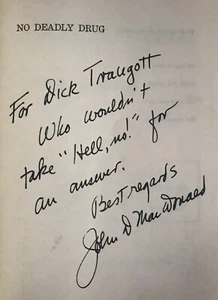 INSCRIBED/First Edition   John D. MacDonald   No Deadly Drug   Doubleday  1968 - Picture 1 of 12