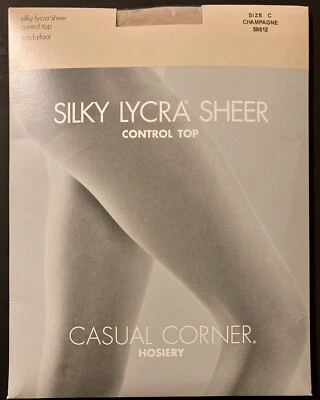 Casual Corner Silky Lycra Sheer Control Top Pantyhose Champagne Size C Unopened - Image 1 of 4