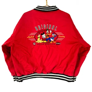 Chaqueta Bomber Vintage Mickey Mouse Disney XL Roja Cremallera Completa Años 90 - Imagen 1 de 4