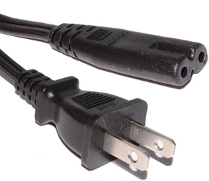 Power Cord - US 2 Pin Plug to C7 Lead Figure of Eight Fig 8 Cable 1m/3ft/2m/6ft - Afbeelding 1 van 12
