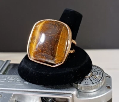 Deb Guyot Tigers Eye Chunk in Bronze Ring  SZ 8 - Image 1 of 4