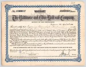 The Baltimore and Ohio Railroad Company c1906 Share Stock Certificate Warrant - Picture 1 of 5