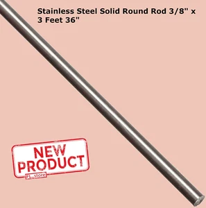 Stainless Steel Solid Round Rod 3/8" x 3 Feet 316 Unpolished Stock 36" Long NEW - Picture 1 of 9