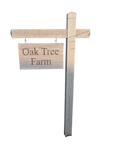 Double Sided Personalised Hanging Sign Engraved Oak Wooden Gallows house drive - Picture 1 of 2