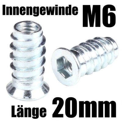 M6-20mm / Einschraubmuffen Muffen Einschraubmuttern Gewindemuffe Verzinkt  - Bild 1 von 4