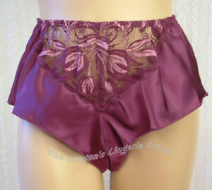 CHARNOS SENSUAL SN007, PLAIN, SMOOTH FRENCH KNICKERS WITH LACE INSERT, IN WINE,