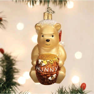 Old World Christmas Winnie The Pooh 3.75 Inch Blown Glass Ornament (with OWC Box - Picture 1 of 5
