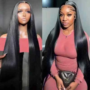 13x6 Hd Transparent Lace Frontal Wigs Bone Natural Straight Remy Human Hair Wigs - Picture 1 of 13