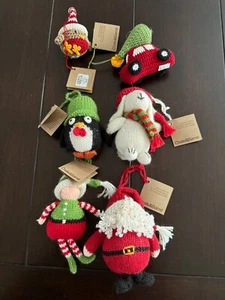 Crate & Barrel Vintage Melange Collection SIX Stuffed Ornaments~ New w/Tags - Picture 1 of 9