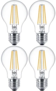 Philips 7W E27 LED Clear Bulb Warm White 2700K 806lm Non-Dim Edison Screw 4 Pack - Picture 1 of 7