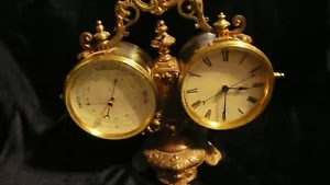 antik um 1860 ? Brevete France Manteluhr Barometer Bronze Messing mit Schlüssel - Bild 1 von 20