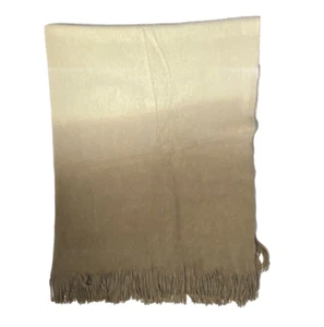 Calvin Klein Home Ombre Acrylic Throw Blanket Brown Beige Fringe Quilt Bedding - Picture 1 of 6