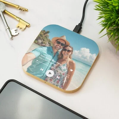 Personalised Photo Song Album Wireless Phone Charger With Custom Image - Image 1 of 4