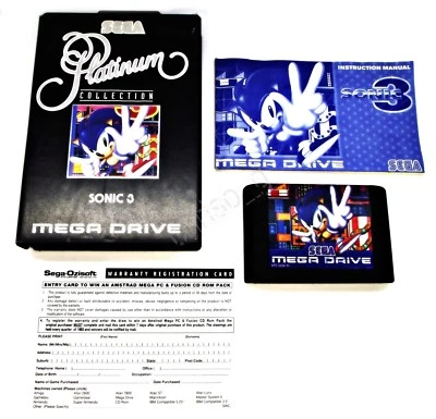 PLATINUM SONIC 3 THE HEDGEHOG SEGA MEGA DRIVE VERY RARE GAME SUIT SEGA COLLECTOR - Image 1 of 4
