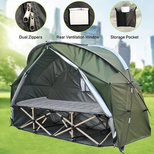1 Person Tent with Camp Bed Folding Cot +Mat for Fishing Hiking Camping - Picture 1 of 13