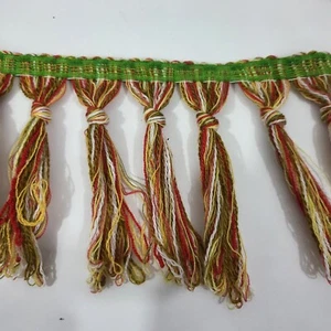 4" Decorative Fringe Orange & Greens 50 Yds Available Lampshade Clothing Decor - Picture 1 of 3