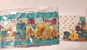 New Sealed 5 Pc Pioneer Woman Timeless Floral Paper Tablecover 54x84 & Napkins - Picture 1 of 8