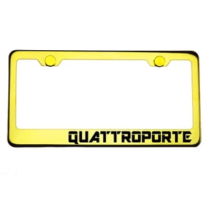 Gold Chrome License Plate Frame QUATTROPORTE Laser Engraved Metal Screw Cap - Picture 1 of 8
