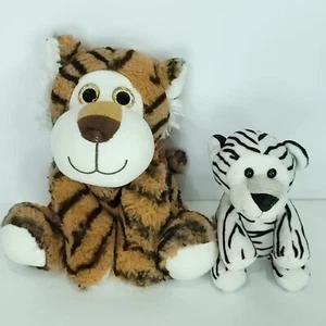 Lot Of 2 Tiger Plush Stuffed Animal Orange Eyes Black White Striped 10" Mini 6" - Picture 1 of 7