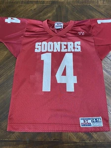 Vintage Oklahoma Sooners #14 Football Jersey NCAA Crimson Boys Youth Size 14-16 - Picture 1 of 3