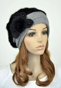 JM39 Nuevo Imitación Conejo Piel y Lana Invierno Sombrero Gorro Gorra Lindo Piel Flor Para Mujer - Imagen 1 de 29