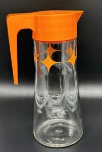 Vintage Orange Atomic Juice Carafe Pitcher with Lid ~ MCM Anchor Hocking - Picture 1 of 5