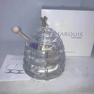 Waterford Crystal Marquis Honey Pot W/ Bee Lid Czech Crystal New Open Box - Picture 1 of 7