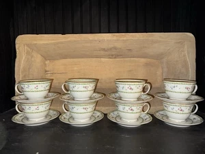 Bernardaud Limoges Artois Vert Pattern Cup & Saucer Sets (8) - Picture 1 of 5