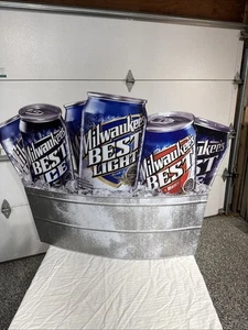 DWN•Vintage Milwaukee’s Best & ICE & Light Beers In A Barrel Of Ice -RARE - Picture 1 of 21