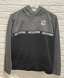 Abercrombie Niño Sudadera con Capucha Juvenil 15/16 Negro Gris Manga Larga Sudadera Pullover - Imagen 1 de 11