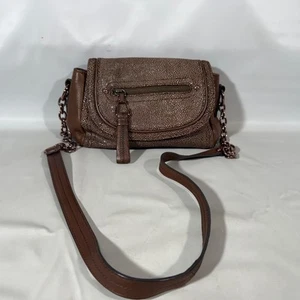 B Makowsky Crossbody Bag Chain Rose Glitter Leather Purse Leopard Pebble N - Picture 1 of 11