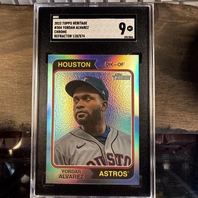 YORDAN ALVAREZ-Chrome Refractor 118/574 2023 Topps Heritage #304 SGC MINT 9 - Image 1 of 4