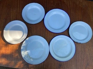 6 x Vintage enamel plates Camping Glamping - Picture 1 of 2