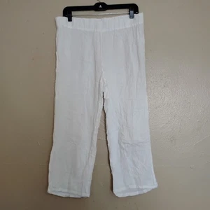 Eileen Fisher Pants Small Gauze Organic Cotton Elastic Waist Wide Leg Lagenlook - Picture 1 of 13