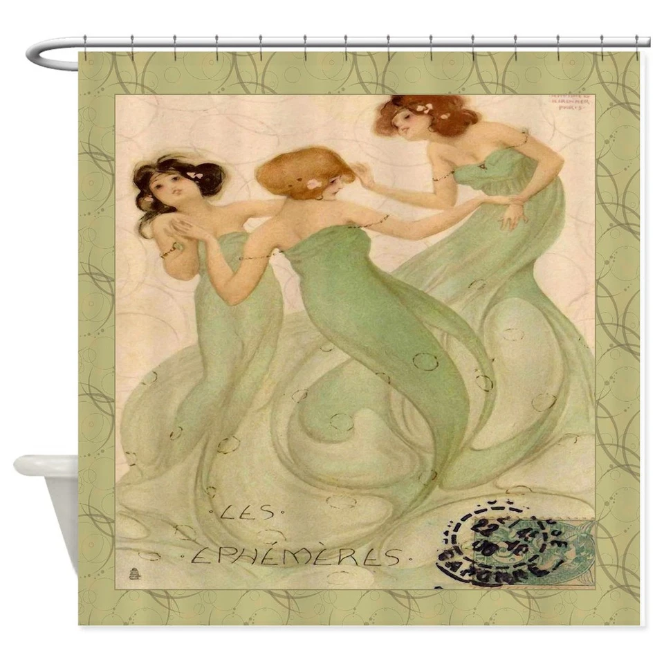 Cortina de ducha vintage de sirena francesa CafePress (792877550) Foto 1 de 1