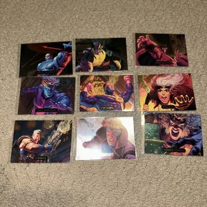 1994 Fleer Marvel Masterpieces POWER BLAST 9 Card Complete Set Insert Chase Lot - Picture 1 of 10