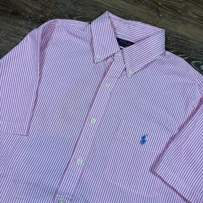 Camisa Polo Ralph Lauren Masculina Rosa Manga Curta Botões RL Ajuste Desdobrado M - Imagem 1 de 4