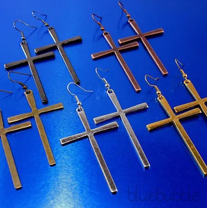 PENDIENTES COLGANTES FUNKY CRUZ GRANDE RELIGIOSA PUNK GÓTICA NIÑA BOHO EMO ROCK CHICK - Imagen 1 de 6