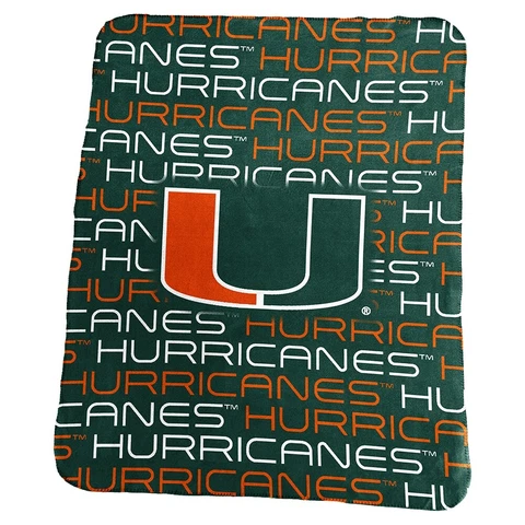 Miami Hurricanes Classic Fleece Blanket Cover