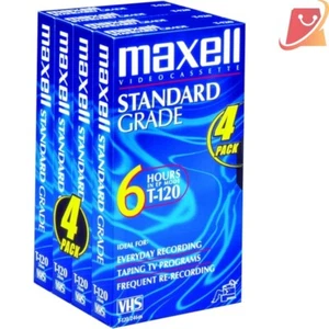 High-Quality 4 Pack VHS Tapes - 120 Minutes of Sharp Video Recording - Picture 1 of 2