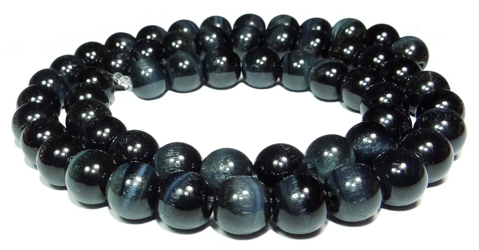 😏 Blaues Tigerauge Perlen Kugeln 8 mm Edelsteinperlen Strang für Kette beads 😉 - Bild 1 von 1