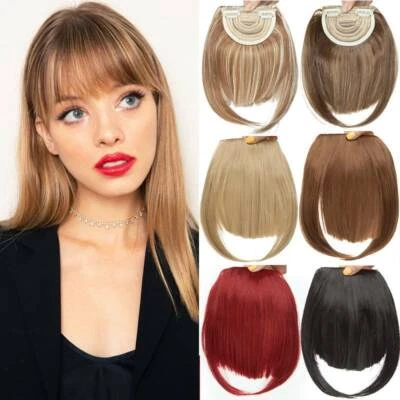 SEGO Thin/Air Neat Wispy Bangs Real as Human Hair Clip In Fringe Front Hairpiece UK