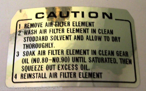 CALCOMANÍA PRECAUCIÓN FILTRO AIRE HONDA XL185S Foto 1 de 1