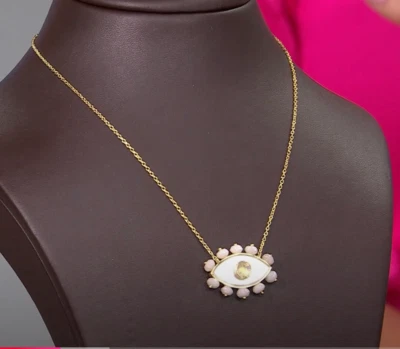 Collar Madreperla Cadena Mal de Ojo Chapado en Oro Carol Brodie Rarezas Nuevo con Etiquetas Foto 1 de 4